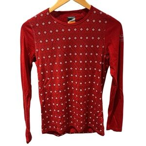 Icebreaker Oasis Align Long Sleeve Red Baselayer Top Size Medium Oxblood/Snow